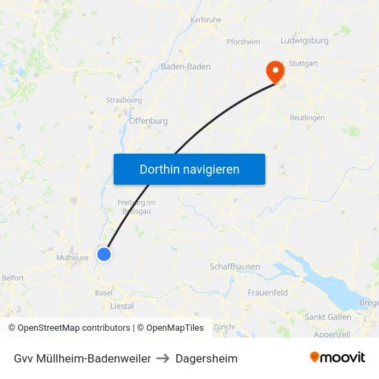 Gvv Müllheim-Badenweiler to Dagersheim map