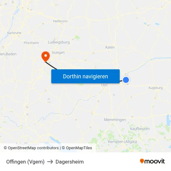Offingen (Vgem) to Dagersheim map