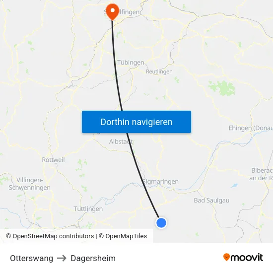 Otterswang to Dagersheim map