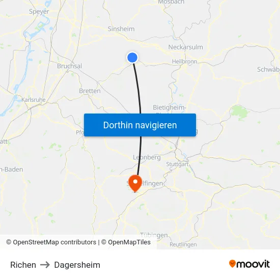 Richen to Dagersheim map