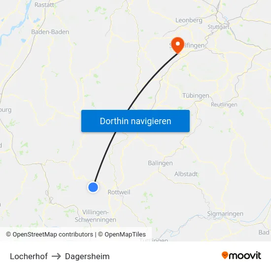 Locherhof to Dagersheim map