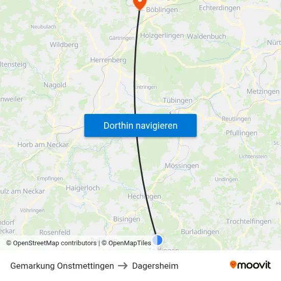 Gemarkung Onstmettingen to Dagersheim map