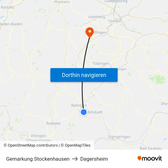 Gemarkung Stockenhausen to Dagersheim map