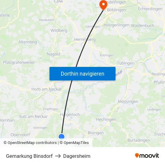 Gemarkung Binsdorf to Dagersheim map