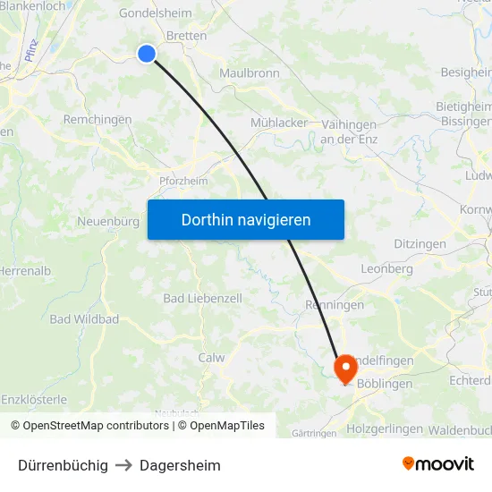 Dürrenbüchig to Dagersheim map