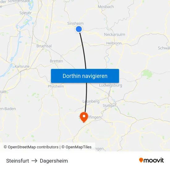 Steinsfurt to Dagersheim map