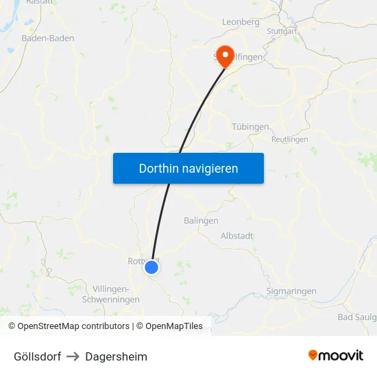 Göllsdorf to Dagersheim map