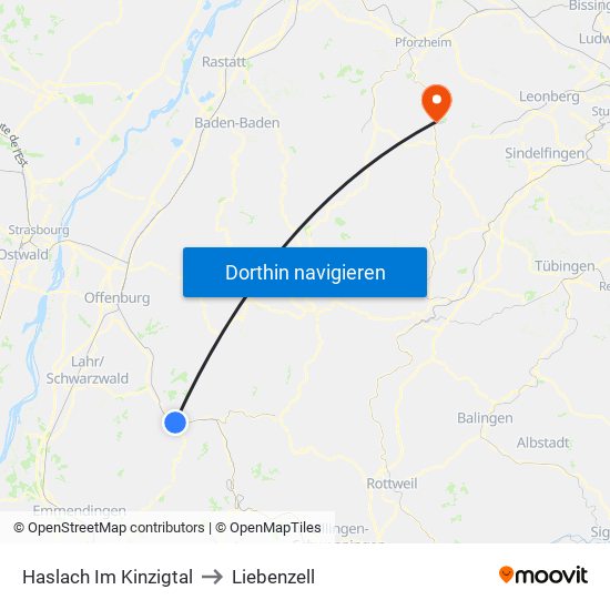 Haslach Im Kinzigtal to Liebenzell map