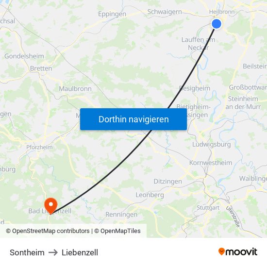 Sontheim to Liebenzell map
