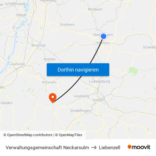 Verwaltungsgemeinschaft Neckarsulm to Liebenzell map