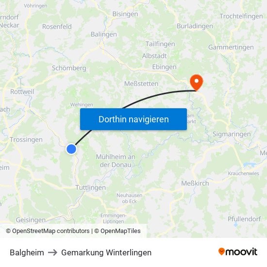 Balgheim to Gemarkung Winterlingen map