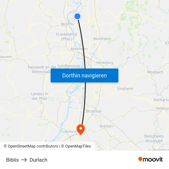 Biblis to Durlach map