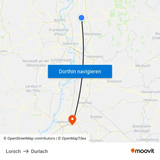 Lorsch to Durlach map