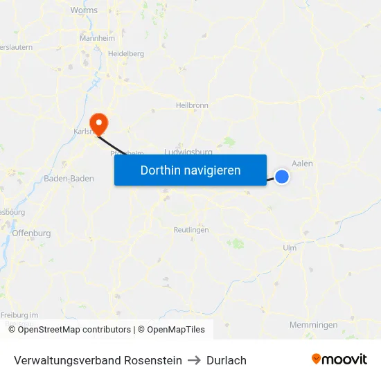 Verwaltungsverband Rosenstein to Durlach map