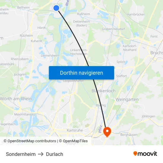 Sondernheim to Durlach map