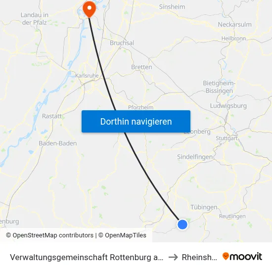 Verwaltungsgemeinschaft Rottenburg am Neckar to Rheinsheim map