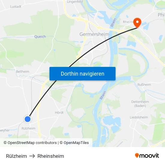 Rülzheim to Rheinsheim map