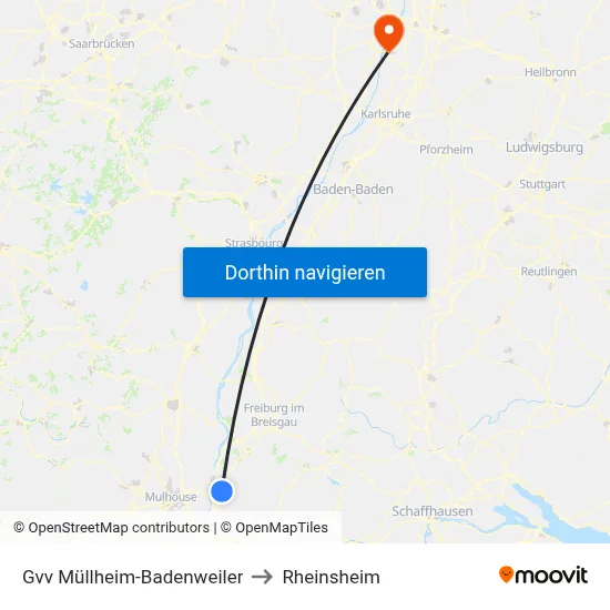 Gvv Müllheim-Badenweiler to Rheinsheim map