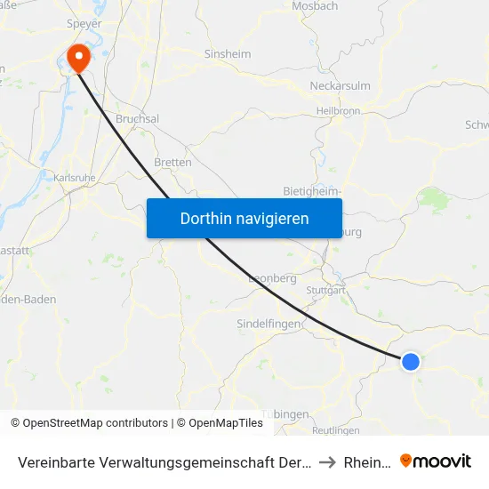 Vereinbarte Verwaltungsgemeinschaft Der Stadt Kirchheim Unter Teck to Rheinsheim map