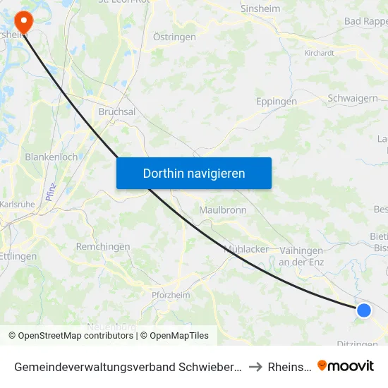 Gemeindeverwaltungsverband Schwieberdingen-Hemmingen to Rheinsheim map