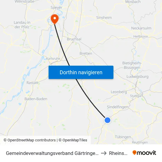 Gemeindeverwaltungsverband Gärtringen/Ehningen to Rheinsheim map
