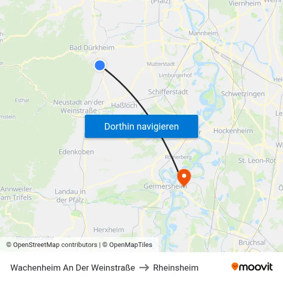 Wachenheim An Der Weinstraße to Rheinsheim map