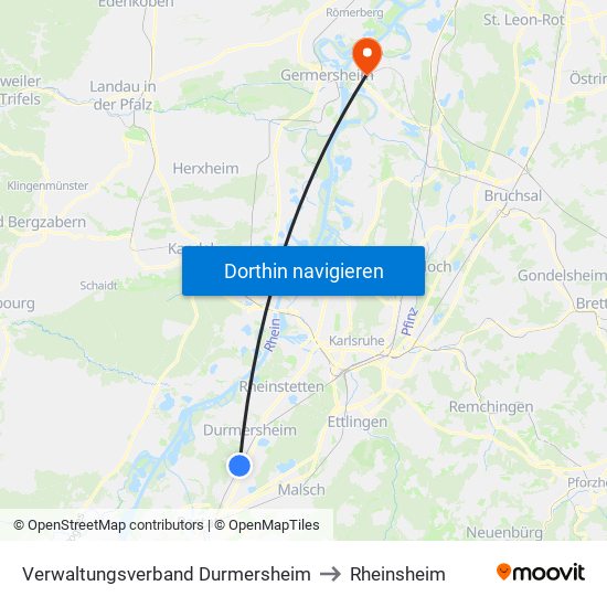 Verwaltungsverband Durmersheim to Rheinsheim map