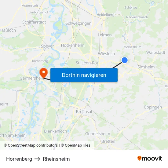 Horrenberg to Rheinsheim map