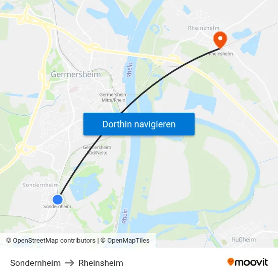 Sondernheim to Rheinsheim map