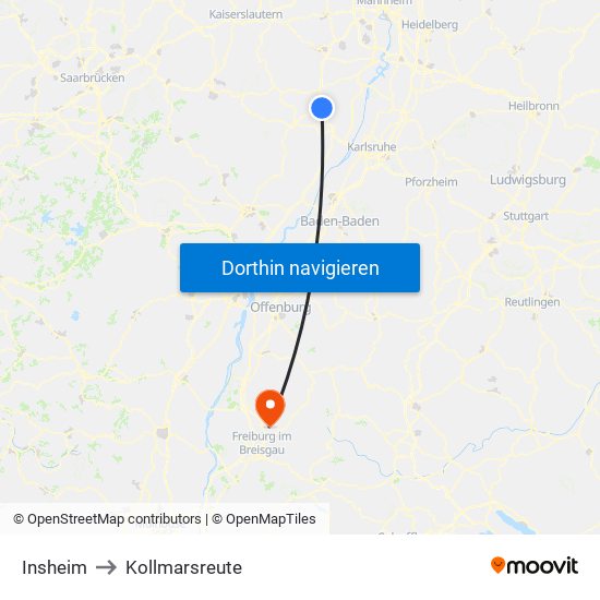 Insheim to Kollmarsreute map