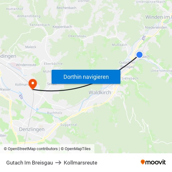 Gutach Im Breisgau to Kollmarsreute map