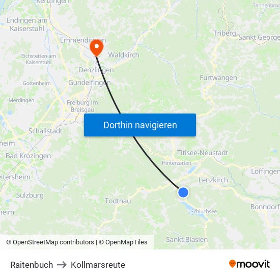 Raitenbuch to Kollmarsreute map