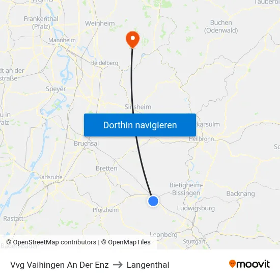 Vvg Vaihingen An Der Enz to Langenthal map
