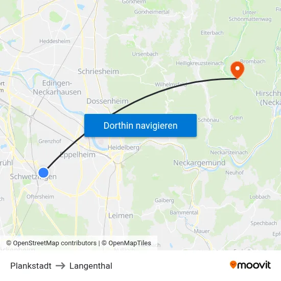 Plankstadt to Langenthal map