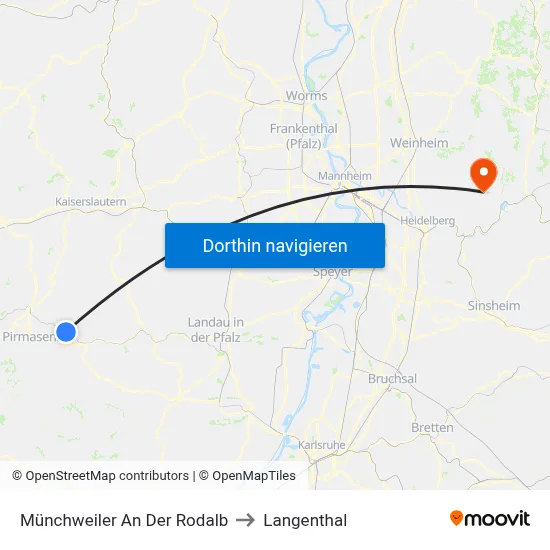 Münchweiler An Der Rodalb to Langenthal map