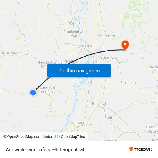 Annweiler am Trifels to Langenthal map