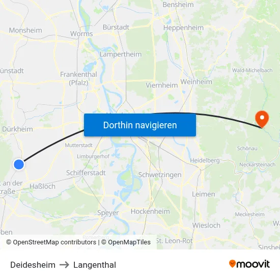 Deidesheim to Langenthal map