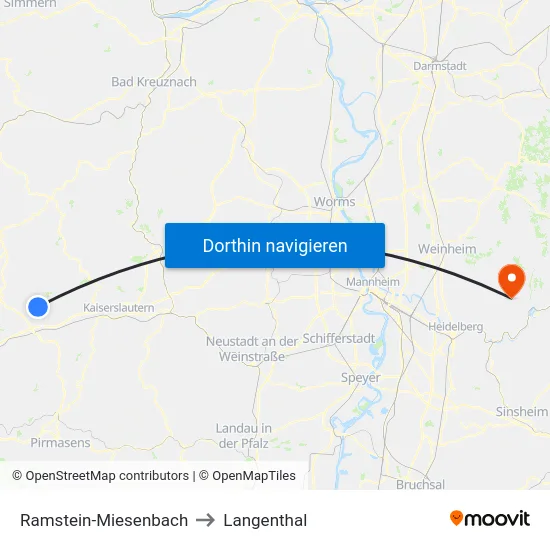 Ramstein-Miesenbach to Langenthal map