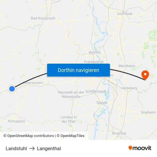 Landstuhl to Langenthal map