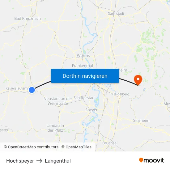 Hochspeyer to Langenthal map