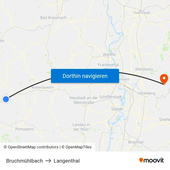 Bruchmühlbach to Langenthal map