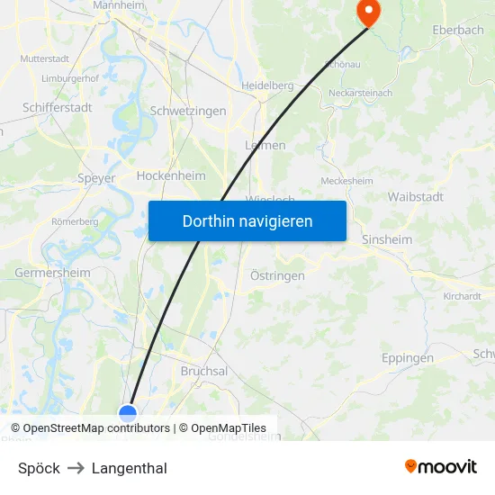 Spöck to Langenthal map