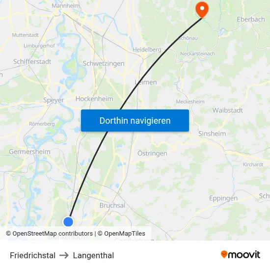 Friedrichstal to Langenthal map