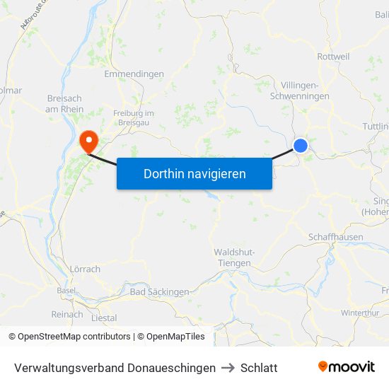 Verwaltungsverband Donaueschingen to Schlatt map