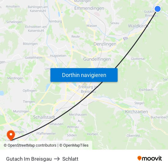 Gutach Im Breisgau to Schlatt map