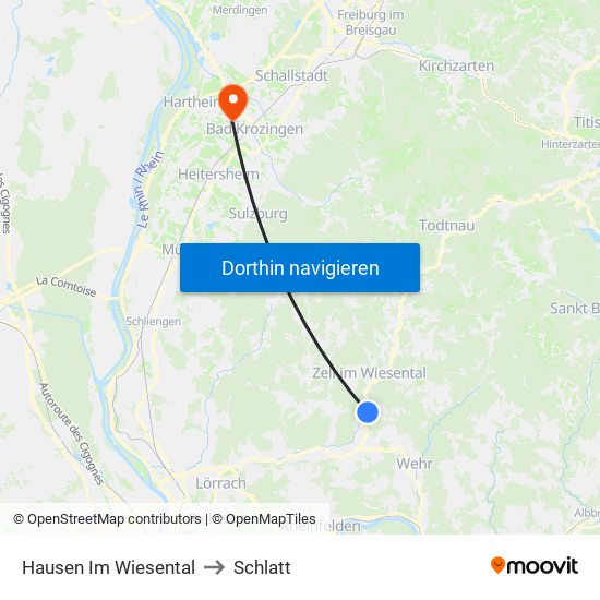 Hausen Im Wiesental to Schlatt map