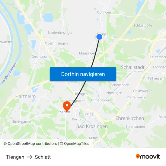 Tiengen to Schlatt map