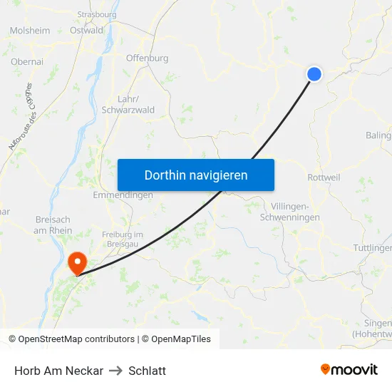Horb Am Neckar to Schlatt map