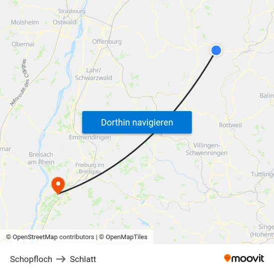 Schopfloch to Schlatt map