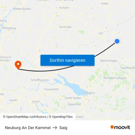 Neuburg An Der Kammel to Saig map